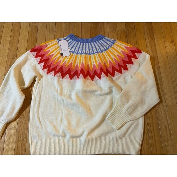 French Connection Cream Sweater Burst Accent Multicolor NWT Brand New Colorful - Picture 8 of 8